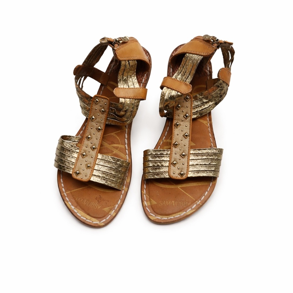 Sam Edelman Studded Leather Gladiator Sandals | Brown Gold | Size 9.5